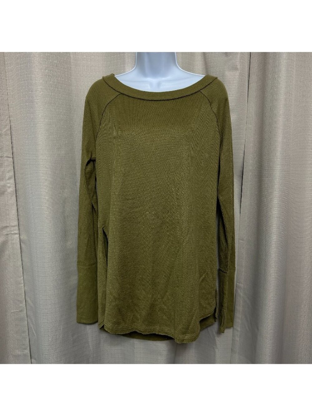 Free People Snowy Thermal Shirt Women's Size S Sunstone Green NWT